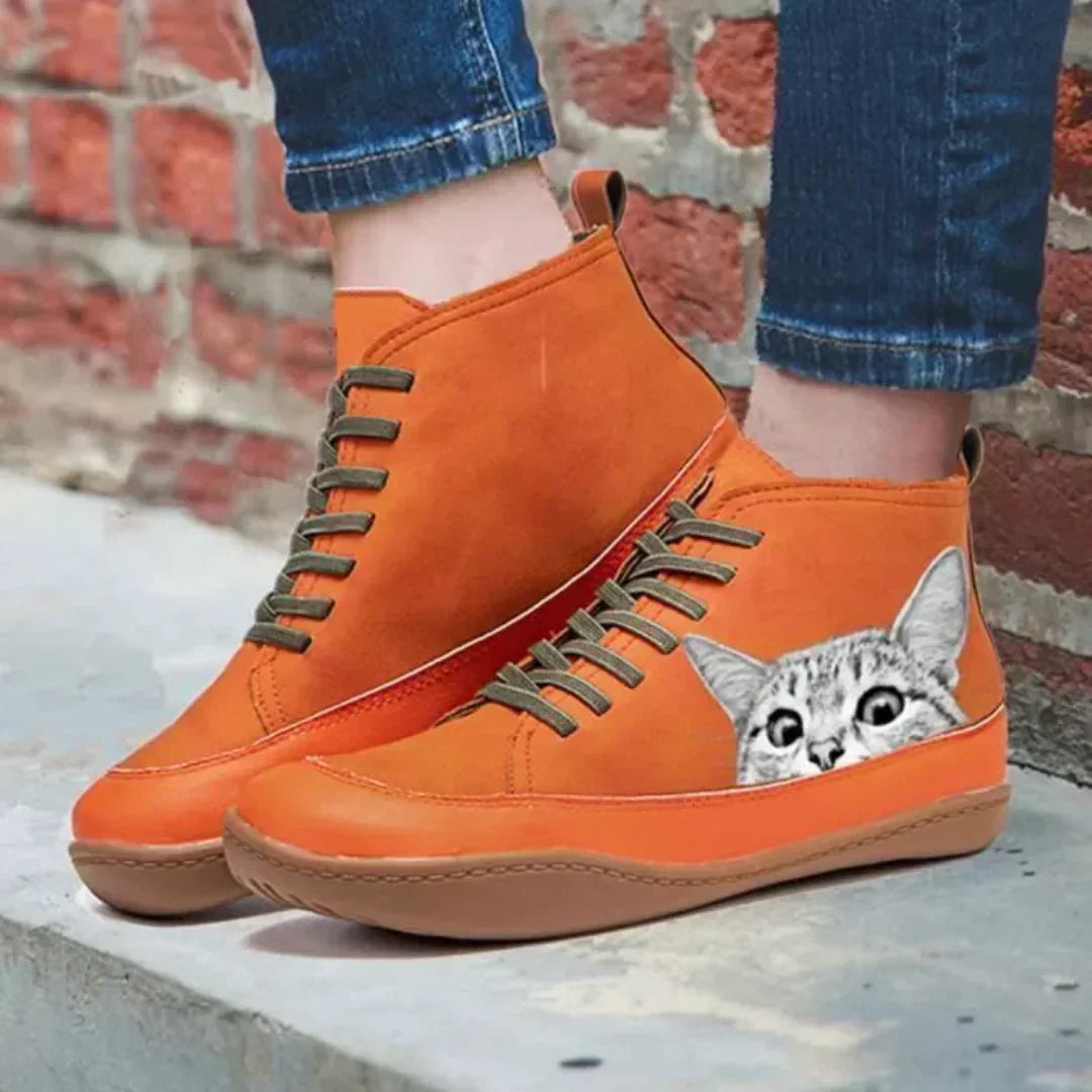 Kathy | Leather Ankle Boots for Cat Lovers
