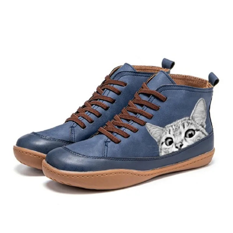 Kathy | Leather Ankle Boots for Cat Lovers